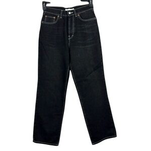 TopShop Black Button Fly‎ Straight Leg Denim Jeans Womens Size 29/30